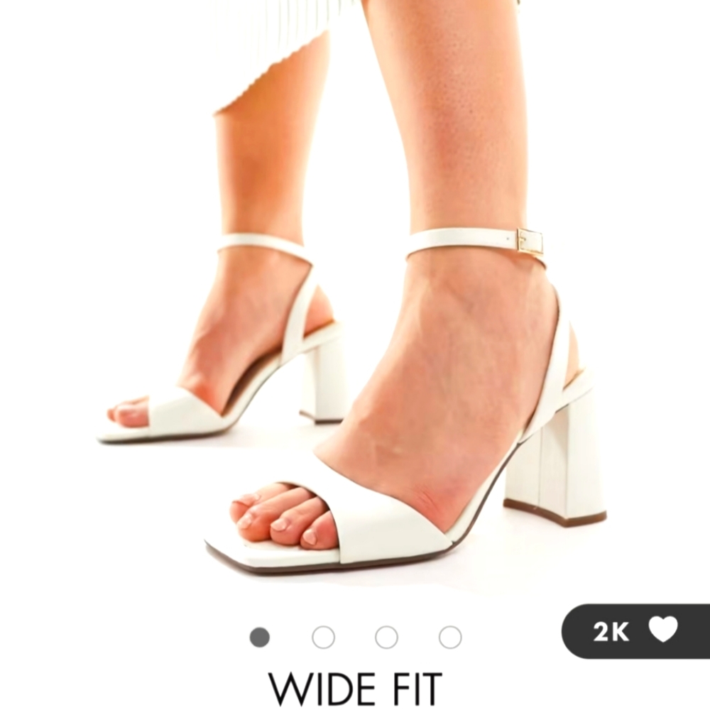 Ivory Satin Block Heels, Wide Fit